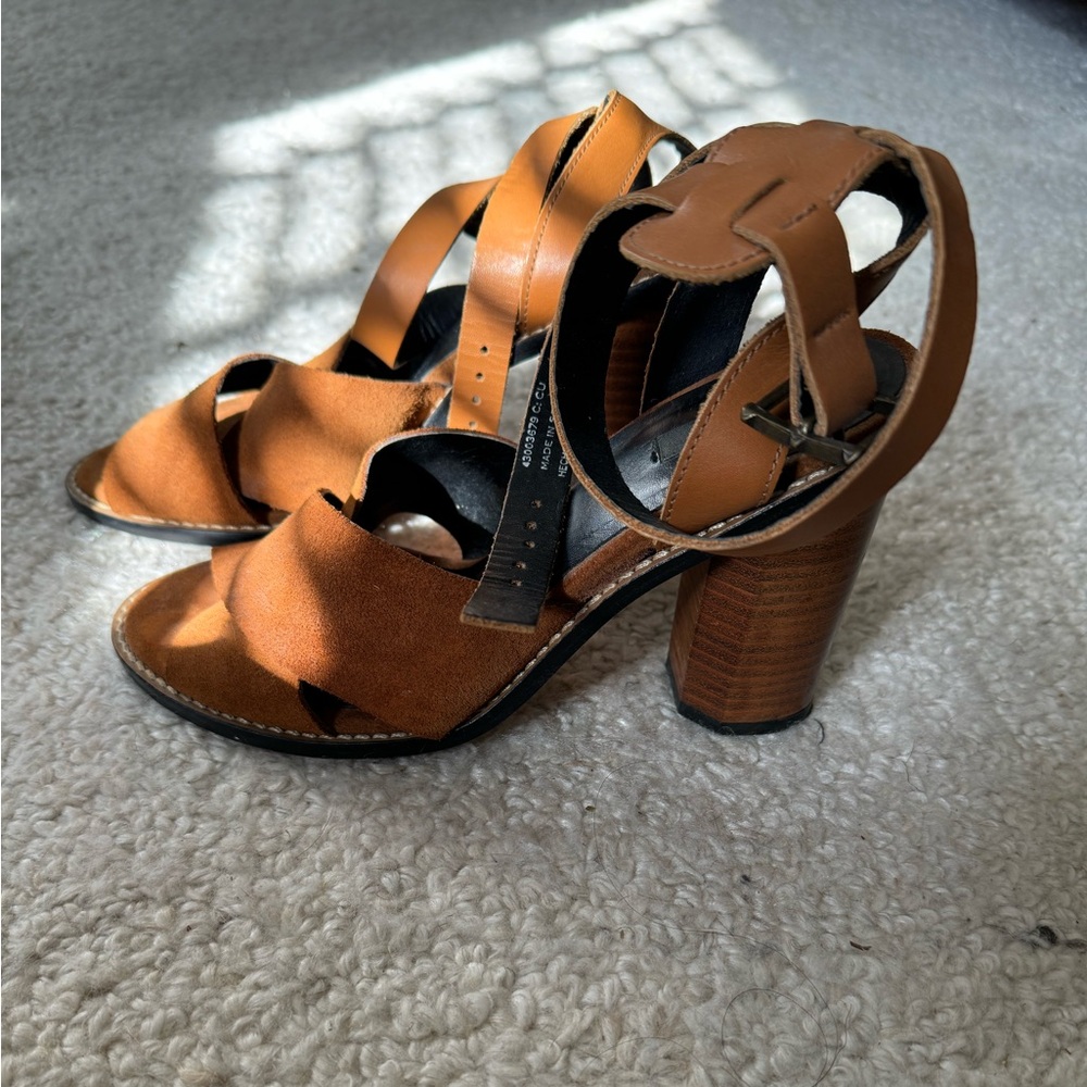 MNG - MANGO suede chestnut heeled sandals